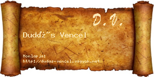 Dudás Vencel névjegykártya